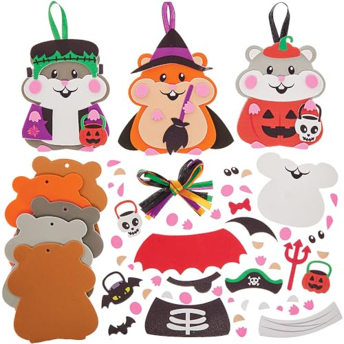Baker Ross FN288 Halloween Hamster Mixa och matcha dekorationssatser - Förpackning med 8, Halloween pyssel för barn, Halloween dekorationer