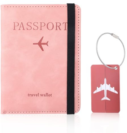 ShinherYee Reisepasshülle, Reisepass Hülle Passport Cover mit RFID Blocker, Passport Hülle, Passport Wallet für Damen Herren Reisepass Kreditkarten, Ausweis und Reisedokumente(rosa)