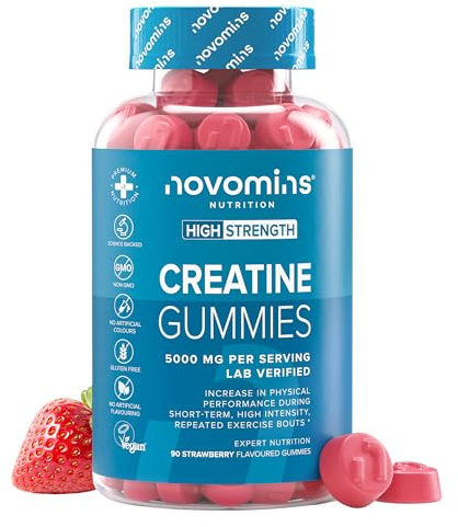 Gommes à mâcher à la créatine – 5000 mg testées en laboratoire – Monohydrate haute concentration – Contribue à l’amélioration des performances physiques* – Alternative aux comprimés, poudres et capsul