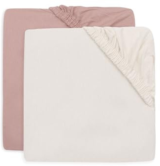 Jollein Drap-Housse Jersey - pour Lit Junior - Wild Rose/Ivory - Lot de 2-70/75x140/150cm - Drap-Housse en Coton - Certifiée Oeko-TEX