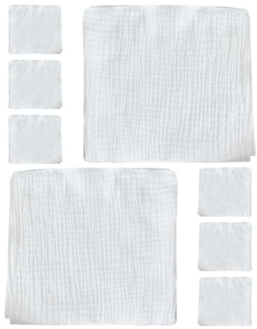 WEKAMOS Pañales de Tela para Bebés Recién Nacidos, Paños de Muselina de Algodón 100% Puro, Doble Capa, Tamaño 43x45 Cm, Color Claro, Juego de 8 Piezas, Reutilizables, para Cuidado Diario