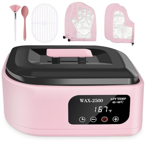 Yofuly Hand Wax Paraffin Machine for Arthritis, 3500ml Electric Digital Screen Paraffin Wax Warmer for Hands and Feet Treatment, Home Spa Paraffin Hot Wax Bath Moisturizing Kit with Timer, Pink