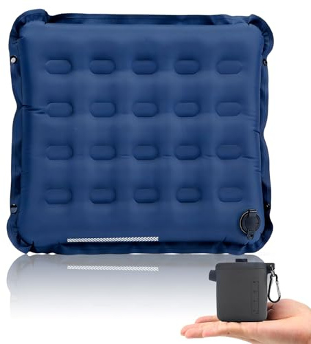 Eiyptzbqm 1 Cojín Plegable con Bolsa de Bomba Integrada y Botones de Conexión Lateral Camping Accesorios Portátiles para Estadio Montaña Almohadilla Asiento Repelente Al Agua en Senderismo Picnic