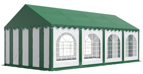 Festzelt Partyzelt 4x8 m Premium, hochwertige PVC Plane 750 N mit grünem Dach 100% wasserdicht mit Bodenrahmen