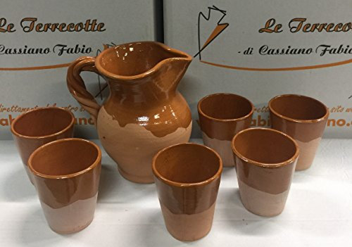 Le Terrecotte di Cassiano Fabio Set 7 Pezzi brocca Piu' 6 Bicchieri