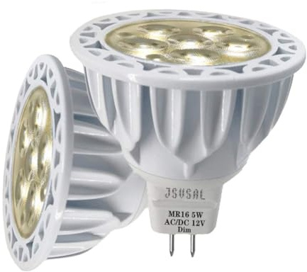 JSVSAL MR16 LED-Leuchtmittel, dimmbar, 5 W, ersetzt 50 W Halogen-Äquivalent, 12 V GU5.3 Bi-Pin-Sockel, 40 Grad Spot Beleuchtung für Innen- und Außen-Landschafts-Leuchtmittel,Naturweiß-4000 K