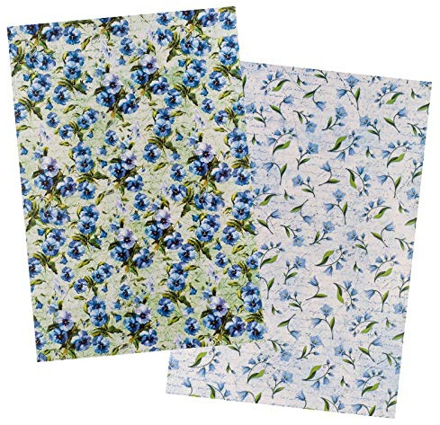 Ideen mit Herz 2 ark rispapper | Ädelt decoupage-papper | DIN A4 | 2 olika mönster | vintage, jul och mycket mer (blommor 24)