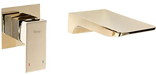 REA Robinet de salle de bain encastré en laiton doré | Mitigeur mural pour lavabo de salle de bain | Mitigeur monocommande design moderne