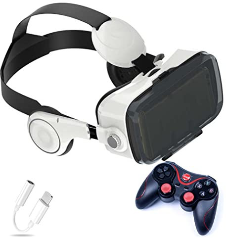 JYMYGS Lunette 3D VR, Casque de Réalité Virtuelle, Casque VR, Contrôleur Bluetooth Smartphone pour iPhone 13 Pro Max/13 Pro/13/12/11, pour Samsung Galaxy S21, Huawei, Xiaomi séries