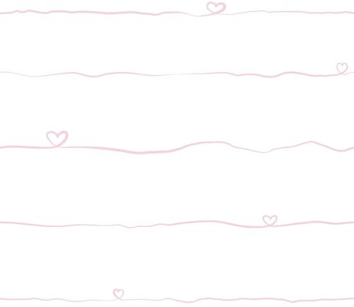 Profhome Carta da parati per bambini 381402-GU carta da parati intissata (TNT) rosa bianco 0,53 m x 10,05 m / 5,33 m2