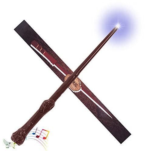 Aomig Baguette Magique de Luxe Son et lumière, Collector Patronus, Baguette Magique 31 cm, sorcière, Magicien, Cadeau pour Enfants, Brun