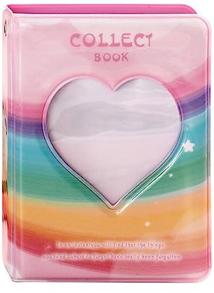 SURALIN Mini Album Fotografico 40 Tasche Kpop Photo Card Holder Love Heart Hollow Raccoglitore Per Collezione Foto (Arcobaleno)
