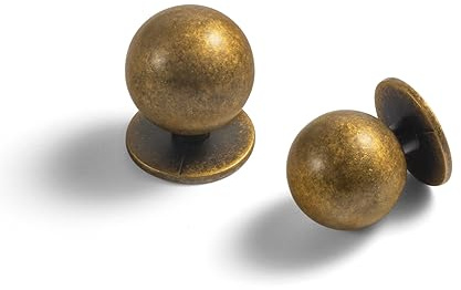 Yanxia Set of 12 -Sleek Round Antique Brass Cabinet Knobs - Retro and Minimalist Hardware for Stylish Home Enhancement - 1 Inch Diameter