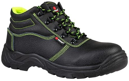 PROOF COMFORT & SAFETY Chaussures Sécurité Embout en Acier Chaussures De Travail en Cuir Pleine Fleur Résistant Aux Coups De Couteau Semelle Intérieure Perforée 3D Licole Skin Stark S1P Noir 43