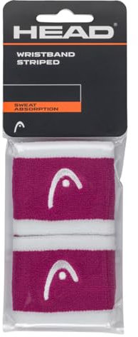 HEAD Unisex-Adult Wristband Striped 2.5, Vivid pink/White, 2.5 inches