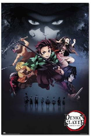Grupo Erik: Demon Slayer - Kimetsu No Yaiba Poster Da Parete Anime, 61 x 91,5 cm, Carta Lucida e Incorniciabile, Decorazione Casa, Manga Anime Gadget