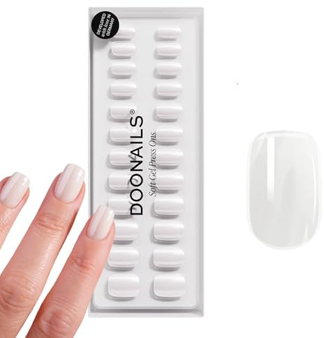 DOONAILS Soft Gel Press On Nails 30er Set Marry Me Short Square Form Off Weiß Nägel zum Aufkleben Full Cover in Salonqualität Fake nails soft gel Short Natürliches & angenehmes Tragegefühl