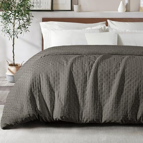 Whale Flotilla Bettdecke in 135x200 cm, Warme und Weiche Ganzjahres Bettdecke, Atmungsaktive Steppdecke für 4 Jahreszeiten, Dunkelgrau