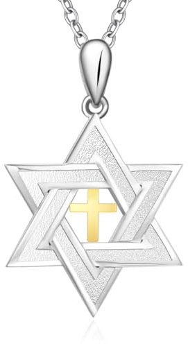 UYBNRK Star of David Necklace for Women Gold Cross Necklace for Men Jewish Star Necklace Women Jewish Gifts Star of David Pendant Silver Cross Necklaces for Men Brother Christmas Birthday Gifts