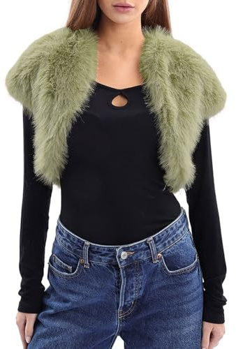 Amazhiyu Women Faux Fur Gilet Vest, Sleeveless Faux Fur Bolero Shrug Cap Sleeve Crop Cardigan Open Front Cardigan for Evening Dress
