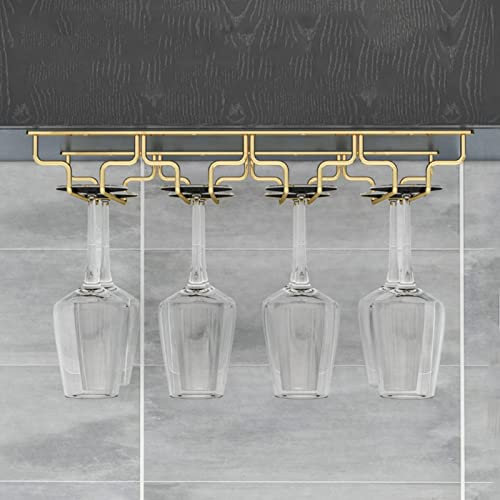 Metall vinglasställ under skåp stativhållare för kök restaurang guld organisering glasögon förvaringshängare platsbesparande (46 x 28 x 5,5 cm)