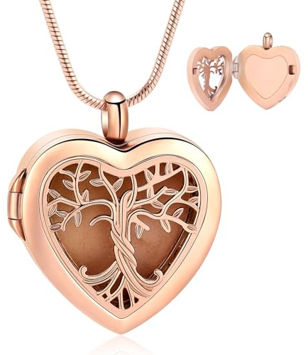 VCCWYQK Collier urne funéraire en forme de cœur pour cendres - Médaillon pour cendres - En acier inoxydable - Peut contenir des photos/cendres/cheveux, taille unique, Acier inoxydable, Pas de gemme