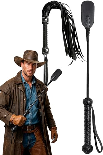Horse Whip 32 inch, Equestrian Riding Crop for Horses 17 inch Training Costume Accessories, Black