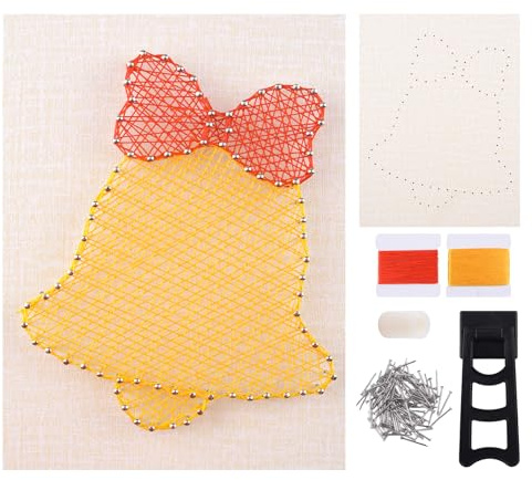 URROMA Kit de arte de cuerda para adultos, kit de manualidades de campana de Navidad 3D para adultos, suministros de arte de cuerda para decoración de pared del hogar, regalo único