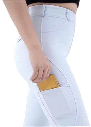 GIYXHU Ridbyxor dam ridbyxor fullsäte knäbyxor ridning skola tights utomhus sportkläder utrustning kläder, Vitt, L