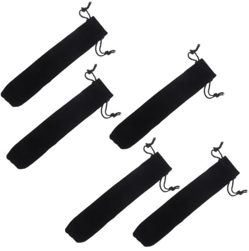 OHPHCALL Custodia per Penna Coulisse in Flanella Nera 3x16 Cm, Set da 5 Astucci Singoli Portapenne Anti-pelucchi, Protettivi Contro Polvere e Graffi, per Ufficio e Scuola