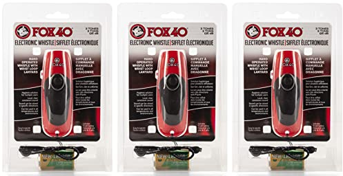 Fox 40 3-Tone Electronic Whistle 125 Db w/Lanyard & 9 Volt Battery (3-Pack)