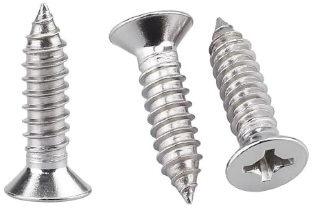 100 Pack #10 x 3/4 Flat Head Phillips Self Tapping Screws, 18-8 Stainless Steel 304, Countersunk Sheet Metal & Wood Screws, Corrosion Resistant Fasteners