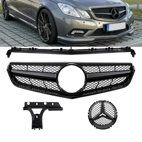 DM Autoteile 2439 Kühlergrill Komplett Schwarz kompatibel für Mercedes E-Klasse Coupe Cabrio W207 nicht für AMG E63 ab Bj 09-13