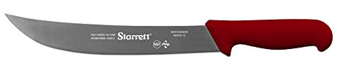 Starrett Professional Stainless Steel Chefs Steak Knives - Wide Curved Profile - 10-inch (250mm) - Red Handle