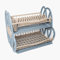2 Tier Double Dish Drainer Rack Large Plate Cutlery Cup Holder Plastic Trays (Blue and Cream)