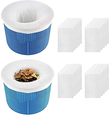 FINEVERNEK 20 Pezzi Calzini da Skimmer per Piscina, Calzini Skimmer Piscina Nylon Riutilizzabile, Elastico Calze da Filtro per Piscina per Intrappolare Polline, Foglie, Erba, Capelli, Insetti