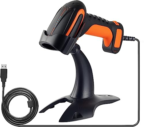 Tera Pro Potente industria, 1D 2D QR, scanner per codici a barre con cavo e supporto, robusto, resistente agli urti, antipolvere, a mani libere, utilizzabile per magazzini, biblioteca, Windows, Mac,