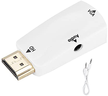 Hdmi Till Vga Adapter Omvandlare Med 3,5 Mm Audio Jack Kabel Hdmi Till Vga Adapter Hdmi-To-Vga Adapter Hd 1080P Hdmi Hona Till Vga Hona Converter Adapter Med 3,5 Mm (WHITE)
