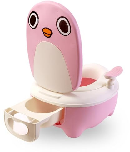 wuuhoo® vasino per Bambini Potty, Toilette per Bambini e Mini WC con Contenitore Estraibile, gabinetto per Bambini e Trainer di Toilette per Neonati e Bambini Colori - Rosa - Pingu