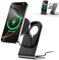 Mag Safe Ladegerät BHHB Mag Safe Ladestation mit Ständer 15W Wireless Charger für iPhone 16/15/14/13/12/Xs/X/Xr/8 Serie und Air Pods 4/3/2/Pro (Schwarz)