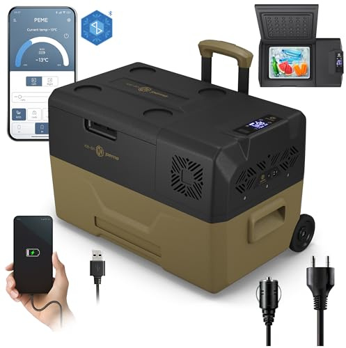 peme Expedition Frigorifero Portatile a Compressore 27 L - Congelatore Auto, Raffreddamento -20°C, Doppia Alimentazione 12V/24V & 230V, Bluetooth-App, Modalità Eco, per Auto, Campeggio