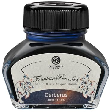 Octopus Fluids Cerberus Sheen Ink, reservoarbläck i bläckflaska, sheenbläck, blå, 30 ml