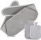 Votoko 3 en 1 Bouillotte Ceinture, Bouillottes Regles Douloureuses, 1.2L Bouillote avec Housse en Peluche Douce, Bouillotte eau Chaude, Bouillotte Peluche Ventre pour Chauffe Main épaule Dos(Gris)