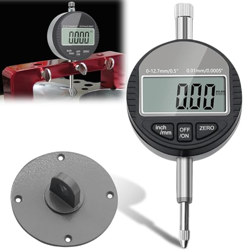 Digitalanzeige Messuhr 0-12,7 mm Messuhr 0,01 mm Messuhr Tiefenmessanzeige Genauigkeit 0,001 mm (Messuhr 0-12,7 mm), Tiefenmesser Digital zum Kalibrieren Werkstattmaschinen- Schwarz