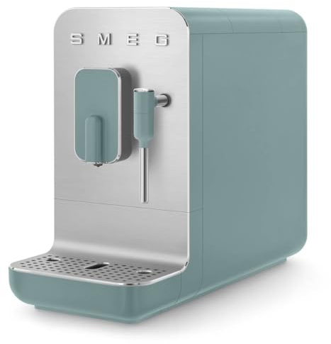Smeg, Automatische Espressomaschine BCC12EGMEU, Dampffunktion, Integrierte Kaffeemühle, Thermoblock-System, 1,4-Liter-Tank, Herausnehmbare Tropfschublade, kompakte Größe, 1350 W, Smaragd