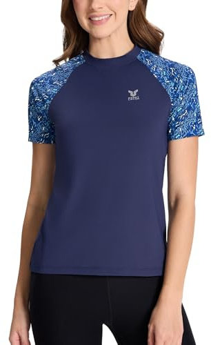 HUGE SPORTS Maglietta da donna Rashguard a maniche corte, protezione solare, per nuoto, ad asciugatura rapida, per surf e sport, M