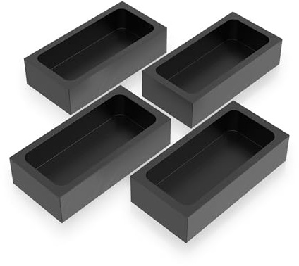 MMasters 1kg-4 Pieces Premium Graphite Ingot Mold for Metal Casting - High-Purity Material for Gold, Silver, Aluminum, Copper, and Brass - Heat Resistant up to 1800℃/3272℉