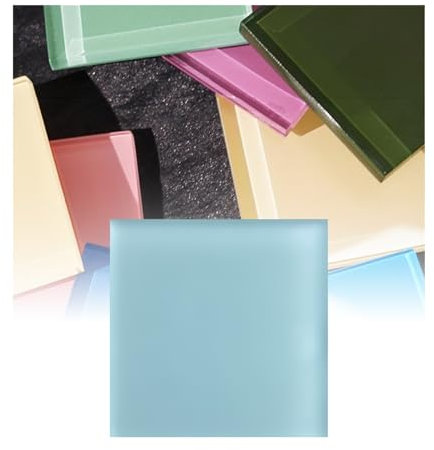 ZNQNDSR Bloque de Vidrio 100 Piezas De Bloques De Vidrio Cuadrados para Pared, con Luz Reflejada, Azulejos De Vidrio De Colores Lisos para Decoración De Baño Y Dormitorio.(Blue)