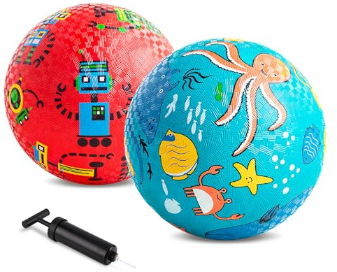 INPODAK 2 Paquets de Ballons de Jeux 8.5 Pounces Kickball Dodgeball Set Kickball Dodgeball Set Jeu de Jardin d'intérieur et d'extérieur pour Les Enfants âgés de 3 à 8 Ans