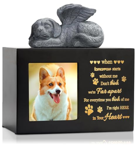 Lavagna commemorativa per cani, urne di animali domestici, per cani, scatola di cremazione per animali domestici, urna con cornice fotografica, pietre commemorative per cani con incisione
